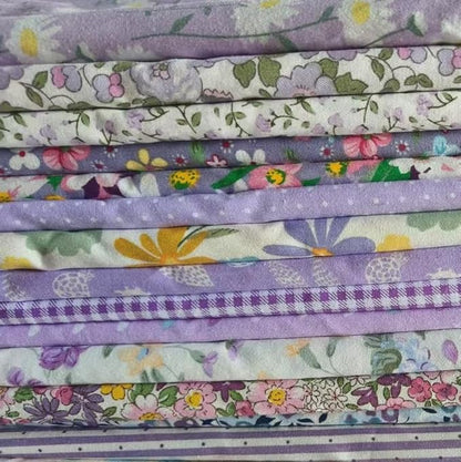 7Pcs 9.8" x 9.8"(25 * 25CM) Cotton Fabric DIY Making Supplies Quilting Patchwork Fabric Fat Quarter Bundles DIY for Quilting Cotton Patchwork Cushions (14pcs Purple, 9.8" x 9.8")