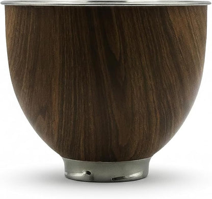 Stainless Steel 5 Quart Mixer Bowl for Kitchenaid Classic&Artisan Tilt Head Stand Mixer, Wood Texture, Fit for K45, KSM75, KSM90, KSM150, Heavy Duty, Dishwasher Safe