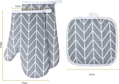 AUAUY Oven Mitts and Pot Holders 6PCS Set, 392°F Heat Resistant Cooking Gloves and Hot Pads Baking Mittens BBQ Gloves, Top Kitchen Gadgets, Non-Slip Kitchen Mittens for Oven Cooking Baking Grilling