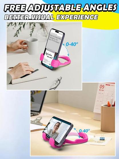 Teens Girls Women Gifts Cell Phone Holder: Thumbs Up Lazy Phone Holder for Desk Gifts for Adults Kids Teenager Wife Mom Funny White Elephant Useful Christmas Stocking Stuffers Trendy Stuff Hot Pink