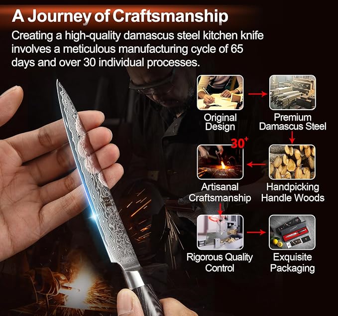 XINZUO Paring kitchen Knife, 5 Inch Super Sharp Damascus Steel Petty Knife, Fruit Knife, Pakkawood Handle, Gift Box