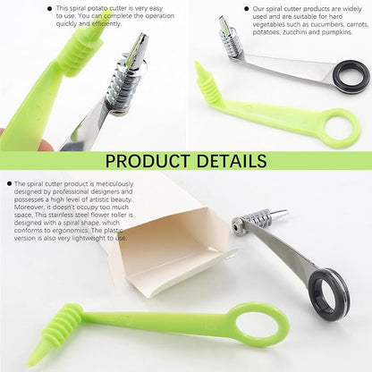 2pcs Potato Spiral Cutter Stainless Steel Plastic Spiral Cutter Knives Manual Screw Peelers for Cucumber Potato Carrot Fruit Kitchen Gadgets