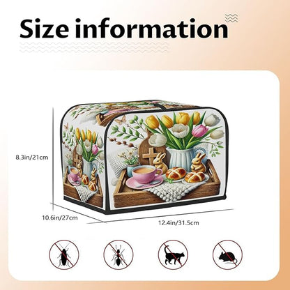 Toaster Cover 4 Slice Wide Slot Easter BunnyBread Toaster Oven Dustproof Cover Small Appliance Kitchen Covers Dust and Fingerprint Protection for Women Gift 4 Slice