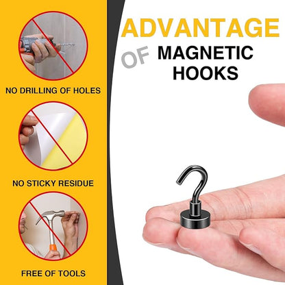 DIYMAG Magnetic Hooks, 30Lbs Facilitate Hook Neodymium Magnet Hooks with Nickel Coating for Cruise，Kitchen, Home, Workplace, Office and Garage etc, 10 Packs (Black)