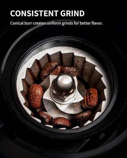 KIDiSLE Conical Burr Espresso Grinder, 35 Precise Settings Electric Coffee Bean Grinder with Anti-Static Technology, Quiet Burr Coffee Grinder for Espresso, Pour Over, French Press, 2-12 Cup, Black