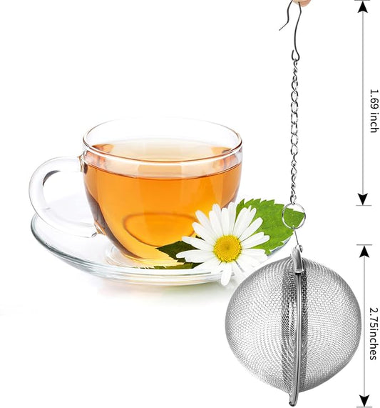 Fu Store 2pcs Stainless Steel Mesh Tea Ball 2.7 inches Tea Strainers Teas Infuser Strainer Filters for Teas
