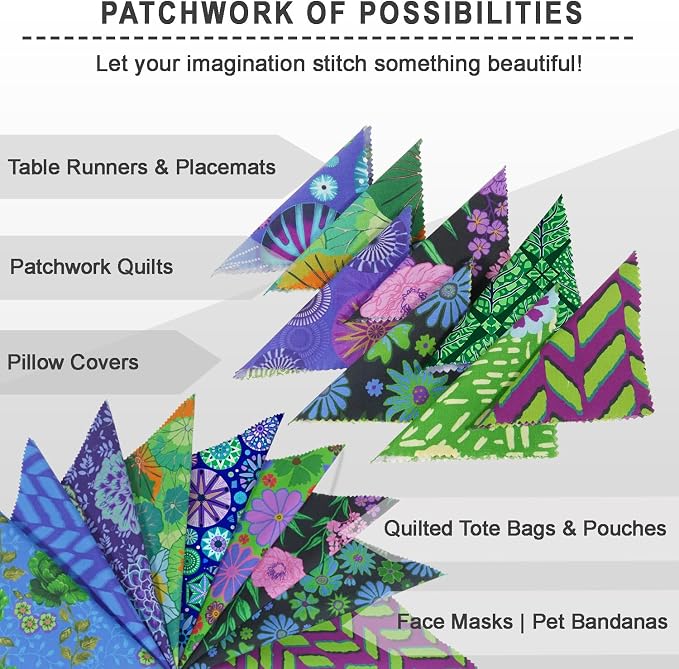 Soimoi 40 Pcs 5 x 5 inches Quilting Fabric Bundles Precut, DIY Cotton Fabric Squares, Printed Layer Cakes Patchwork Materials for Crafts Cloths Decor,Charm Squares for Quilts- Ocean Garden Bliss