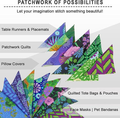 Soimoi 40 Pcs 10 x 10 inches Quilting Fabric Bundles Precut, DIY Cotton Fabric Squares, Printed Layer Cakes Patchwork Materials for Crafts Cloths Decor,Charm Squares for Quilts- Ocean Garden Bliss