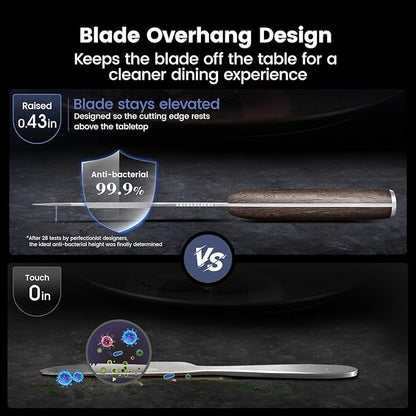 SYOKAMI Steak Knives Set of 8, 4.8 Inch Carbon Steel Japanese Style Non Serrated Dinner knives with Wooden Handle, Damascus Pattern Full Tang Design, Housewarming Holiday Cooking Gifts