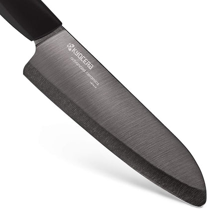 Kyocera’s Revolution 4-Piece Ceramic Knife Set: Chef Knife For Your Cooking Needs, Includes 6"Chef's Santoku, 5.5" Santoku, 4.5" Utility & 3" Paring Knives, Black