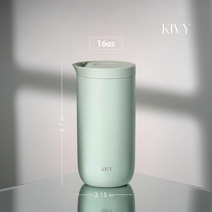 KIVY Travel Coffee Mug Tumbler [24h Cold | 6h Hot] Insulated Coffee Tumbler Stainless Steel - Leak Proof Coffee Travel Mug - 16oz Insulated cup to go for hot & cold drinks - Cups for Women & Men