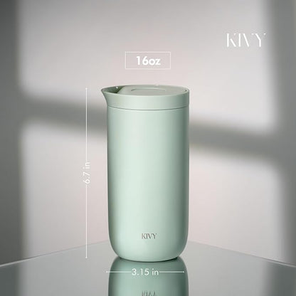 KIVY Travel Coffee Mug Tumbler [24h Cold | 6h Hot] Insulated Coffee Tumbler Stainless Steel - Leak Proof Coffee Travel Mug - 16oz Insulated cup to go for hot & cold drinks - Cups for Women & Men