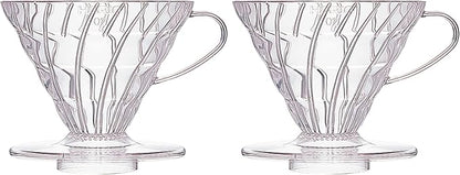 Hario V60 Plastic Coffee Dripper, 02, Clear (Pack of 2)