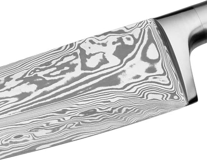 WMF Grand Gourmet Damask Knife, 29.5 cm, Damask Steel 120 Ply, Performance Cut, Wooden Cassette, Blade 17 cm