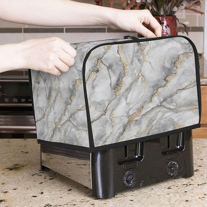 2 Slice Marble White Abstract Toaster Cover Waterproof Dust Fingerprint Bread Machine Cover Washable Kitchen Appliance Protector For Home Kitchen Bakeware Table Decor Women Gifts