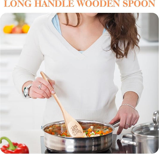 Bout to Stir Up Some Shit Funny Wooden Spoons Christmas Gift Large Funny Spoon Laser Engraved Gifts Personalized Home Kitchen Long Handle Spoons for Cooking Tools Wooden Non-Stick Surface Spoon