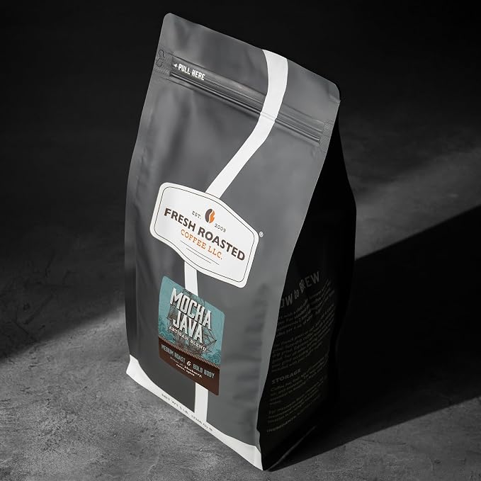 Fresh Roasted Coffee, Mocha Java Whole Bean Coffee, Medium Roast, Kosher, 5 lb (80 oz)