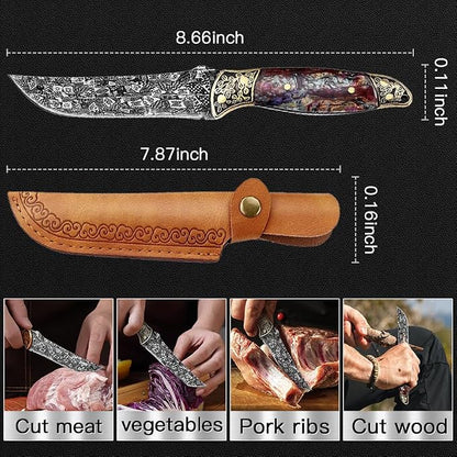 8.6" Asian Chef Knife,Stainless Steel Chinese Slicing,Lightweight and Versatile Design,Suitable for Cutting Vegetable,Meat,Ergonomic Handle,Preferred for Home Kitchens and Professional Chefs