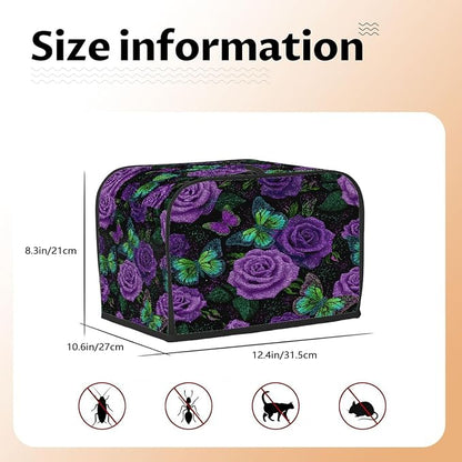 4 Slice Purple American Flower Toaster Cover Waterproof Dust Fingerprint Bread Machine Cover Washable Kitchen Appliance Protector For Home Kitchen Bakeware Table Decor Women Gifts