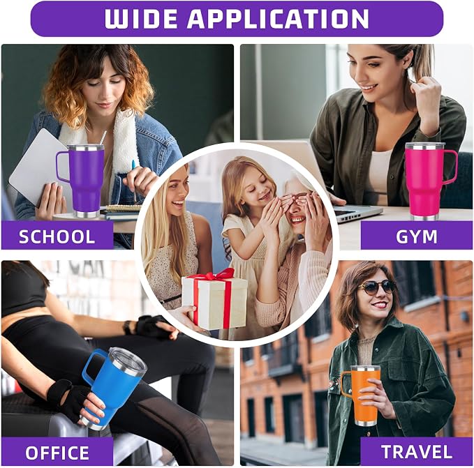 20 oz Tumbler with Handle Stainless Steel Insulated Coffee Mug Tumbler with Lid and Straw Double Wall Vacuum Insulated Coffee Mug Leak Proof Travel Mug Tumbler for Hot and Cold Drink (Mix Color-9)