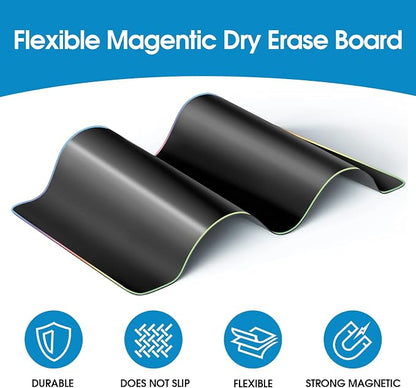 MaxGear 5 Pack Black Magnetic Dry Erase Board for Fridge, 12 x 8 Inch Whiteboard for Refrigerator, Magnetic Writing Board, Includes 5 Liquid Chalk Markers, 5 Magnets, 1 Eraser and 1 Cleaning Cloth