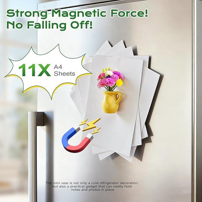 Renmxj 12 Pcs Refrigerator Magnets - Cute Mini Ceramic Vase Fridge Magnets with Artificial Flowers, Funny Tiny Vase Magnet for Fridge Decorative, Office, Kitchen, Locker, Whiteboard