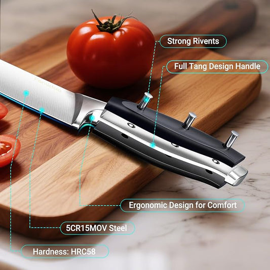 4 Pieces Knife Block Set With Magnetic Knife Block Holder, Ultra-Sharp Japanese Kitchen Knife Set, High-carbon Steel Chef Knife Sets With Full Tang Handle Design