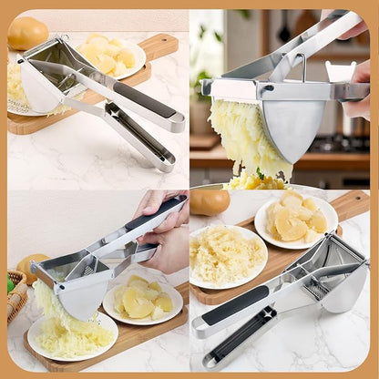 Heavy Duty Potato Ricer, Large 22oz Potato Masher, Stainless Steel Press and Mash Kitchen Gadget for Mashed Potatoes, Spaetzle Maker with Silicone Handle