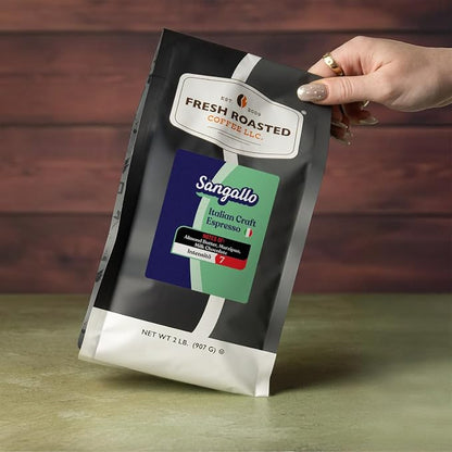Fresh Roasted Coffee, Sangallo Italian Craft Artisan Blend Whole Bean Coffee, Medium Roast, Kosher, 2 lb (32 oz)