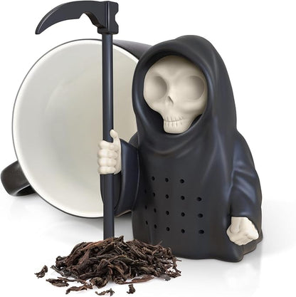Genuine Fred Grim Steeper Reusable Silicone Tea Infuser,Black Grim Reaper Design,Fun and Clever Kitchen Gadget for Tea Lovers and Enthusiasts,(Pack of 2)