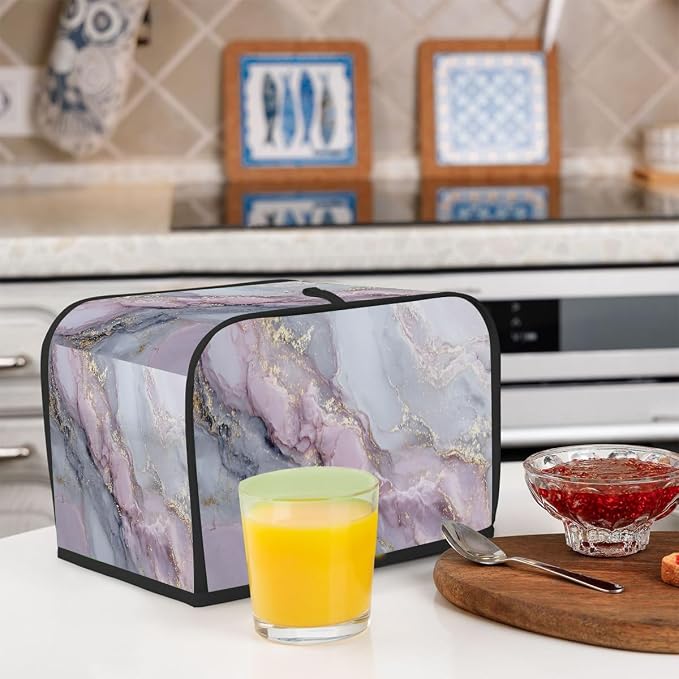 Toaster Cover 2 Slice Wide Slot Pink Grey MarbleBread Toaster Oven Dustproof Cover Small Appliance Kitchen Covers Dust and Fingerprint Protection for Women Gift 2 Slice