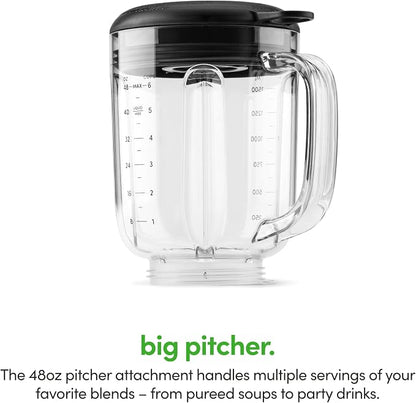 magic bullet Combo Blender, 600W, 48oz Pitcher, 16oz Cup with To-Go Lid, Easy Cleaning, Cross Blade, for Smoothies, Sauces, Shakes, Salsa, Hot Blends, Silver, MBF50200
