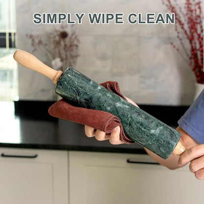 Koville Indian Green Marble Rolling Pin, Non-Stick Stone Dough Roller, 18 Inch Rolling Pin for Baking,Pasta, Dumpling, Ravioli, Fondant,Pie Crust, Kitchen Baking Pastry Tools, Kitchen Essential