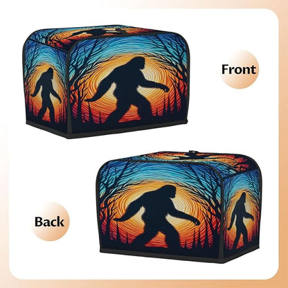 Bigfoot Toaster Cover 2 Slice Wide Slot Washable Toaster Covers | Forest Art Dust and Fingerprint Protection Bread Maker Covers for Kitchen Accessories Decor Bakeware Women Gift
