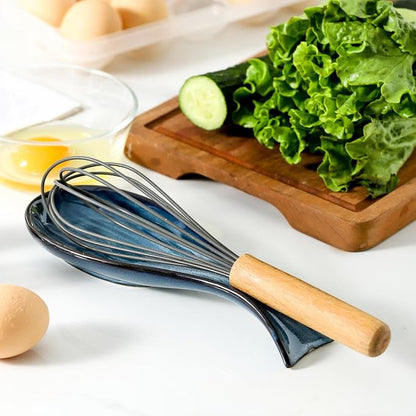 Ceramic Spoon Rest for Stove Top, Large 8.7 Inch Spoon Holder for Kitchen Counter, Porcelain Utensil Rest for Ladle, Spatula, Housewarming Gift, Dishwasher Safe and Heat-Resistant, Blue, Set of 2