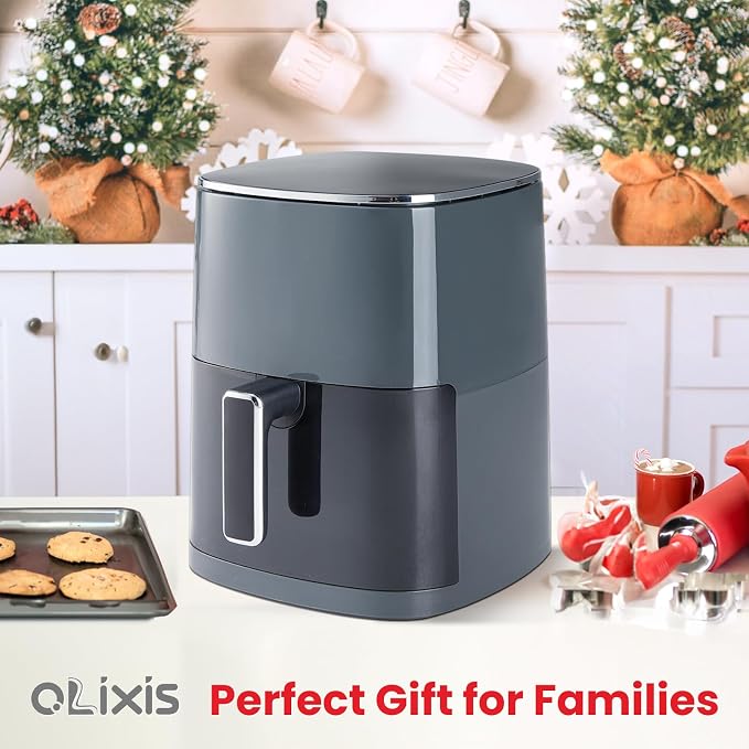 OLIXIS Air Fryer 6 Quart with Window Square Air Fryer 12-in-1 Air Fry, Roast, Reheat, Dehydrate, Bake, Steam, Fries, Custard, Chicken, Wings, Sea Food, Vegetabels,400F