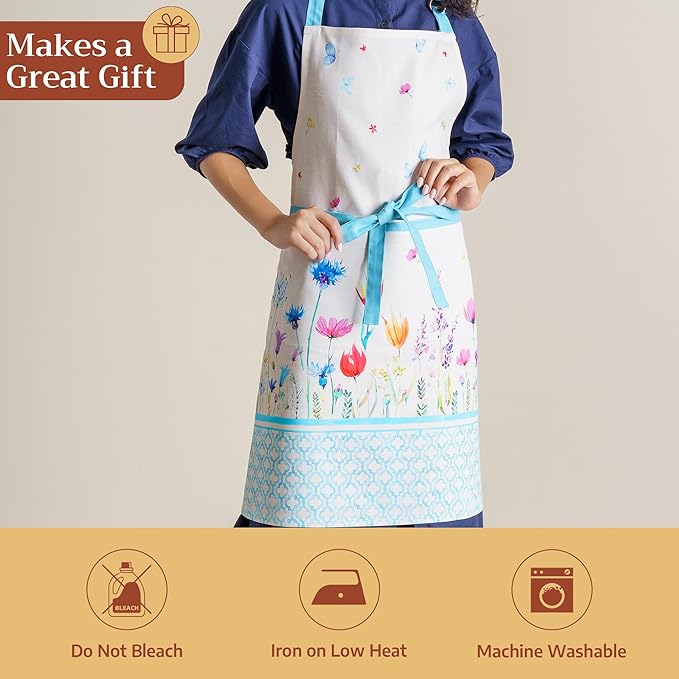 Maison d' Hermine 100% Cotton Apron for women with Pocket Kitchen Chef Apron for Men Cooking Spring Summer