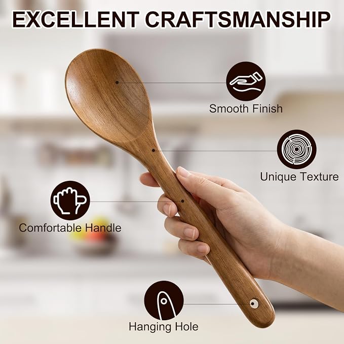 6 Pack Acacia Wood Spatula Set Non Toxic Kitchen Utensils for Cooking Spoon Flat Wooden Wok Spatula Spurtle Kitchen Tools Slotted Turner Scraper Bamboo Cooking Utensil Set Fish Egg Flipper Spatulas