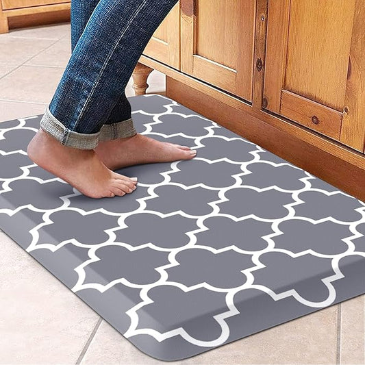 WISELIFE Anti Fatigue Floor Mat - 4/5 Inch Kitchen Mat Non Slip Waterproof Heavy Duty Ergonomic Comfort Mat Durable for Home, Office, Sink, Laundry,(17.3" x 28", Grey)