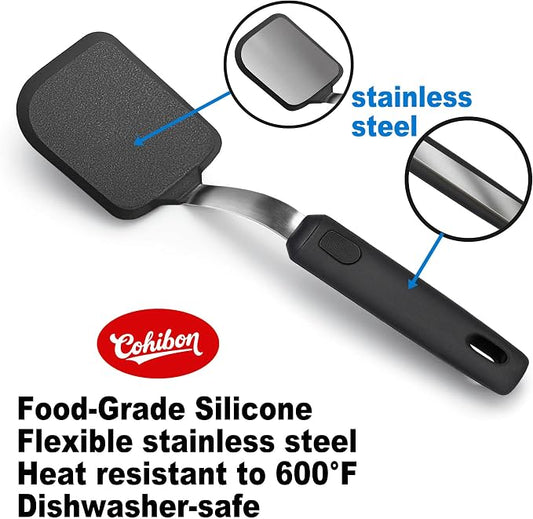 Mixed 5 Piece Silicone Spatula Set for Nonstick Cookware | Heat resistant, Kitchen Cooking Utensils Set, Flexible Stainless Steel Core, Full Silicone, Dishwasher Safe