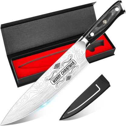 MOSFiATA Gifts for Him Her Men Women Husband, Christmas Xmas Stocking Stuffers, Birthday Gifts ideas for Him Her, 8 inch Pro German Chef Knife, Kitchen Knife Gift Set