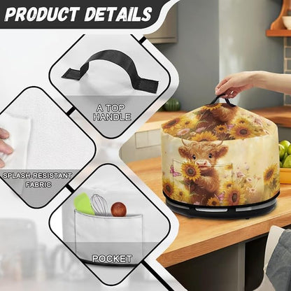 Sunflower Cow Slow Cooker Dust Cover 6-8 qt Crock for Pot Keep Small Kitchen Appliance Clean Kitchen Home Accessories Decor Cover Butterflies Patterns