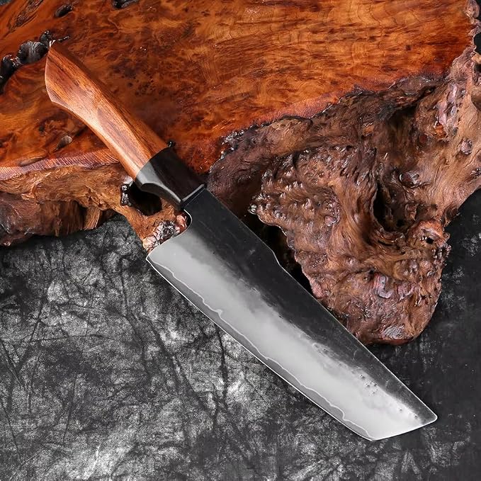 XITUO 7 Inch Nakiri Knife, Japanese Vegetable Cleaver with Ebony Sandalwood Handle, Triple-Layered High Carbon Stainless Steel, Ultra Sharp Professional Chef Knife for Chopping & Slicing