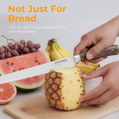ZHANG XIAO QUAN Serrated Bread Knife 10", German Stainless Steel Bread Knife, Sourdough Cutter for Slicing Homemade Bagels & Cake