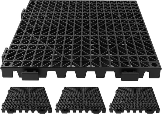 Tioncy 4 Pcs Bar Countertop Supplies Interlocking Mats 12 x 12 Inch Black Shelf Liners Bar Drying Coffee Non Slip Spills Mats for Bartending Home Cocktail Bars Restaurants