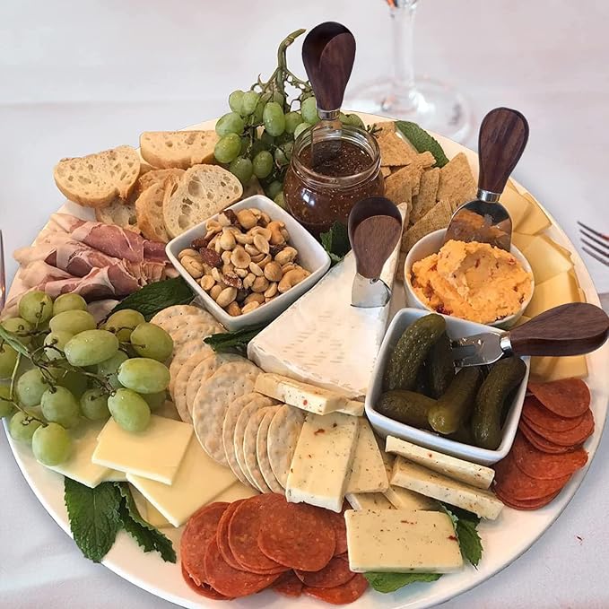 6 Piece Cheese Knives Set with Wooden Handle, Mini Steel Stainless Cheese knife set for Charcuterie and Cheese spread, Perfect for Cheese Slicer and Butter Cutter (Walnut wood, S)