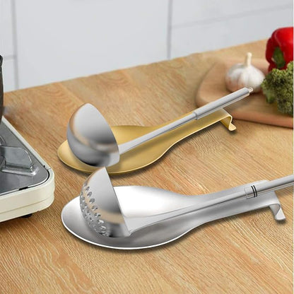 VanlonPro Stainless Steel Spoon Rest, Spatula Ladle Holder, Stainless Steel Utensil Spoon Rest Holder, Brushed Finish, Dishwasher Safe 9.8 x 3.7 Inch (Silver 2PCS)