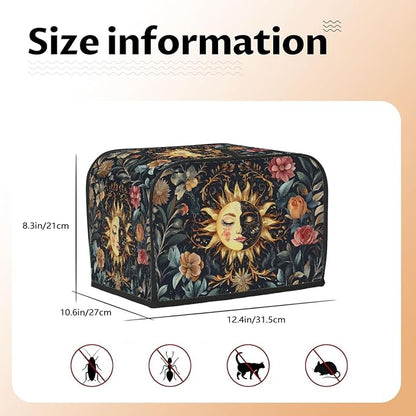 Sun Moon Toaster Cover 4 Slice Wide Slot Washable Kitchen Appliance Covers Fingerprint Bread Machine Dust Cover Small Toaster Oven Accessories Covers Bread Maker Bag Women Gift