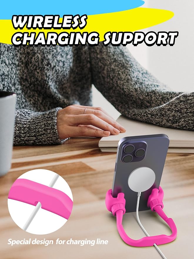 Teens Girls Women Gifts Cell Phone Holder: Thumbs Up Lazy Phone Holder for Desk Gifts for Adults Kids Teenager Wife Mom Funny White Elephant Useful Christmas Stocking Stuffers Trendy Stuff Hot Pink