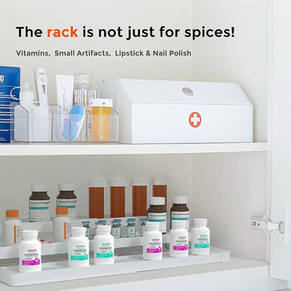 2 Pack Expandable Spice Rack Organizer for Cabinet - 3 Tier Adjustable Cabinet Spice Organizer Easy Visibility - Spice Organizer for Cabinet Countertop Cupboard Pantry Organization (White)